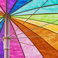 Buy canvas prints of Rainbow Colored Umbrella Abstract Background by Radu Bercan