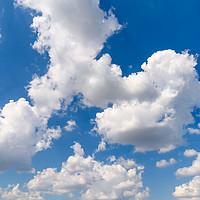 Buy canvas prints of White Cumulus Clouds On Blue Sky by Radu Bercan