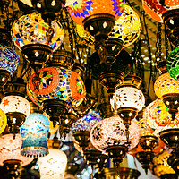 Buy canvas prints of Beautiful Colored Arabian Lamps In Oriental Grand  by Radu Bercan