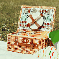 Buy canvas prints of Picnic Basket Food On White Blanket With Pillows A by Radu Bercan