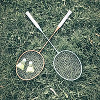Buy canvas prints of Badminton Racket And Shuttlecock Equipment In Gras by Radu Bercan