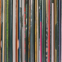 Buy canvas prints of Top View Of Old Vinyl Record Cases by Radu Bercan