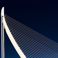 Buy canvas prints of White Abstract Bridge Structure On Blue Sky by Radu Bercan