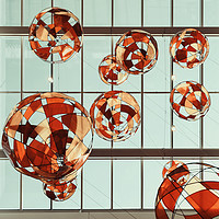 Buy canvas prints of Colored Glass Balloons On Ceiling by Radu Bercan