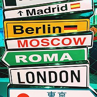 Buy canvas prints of Capital Cities Arrow Sign Information by Radu Bercan