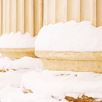 Buy canvas prints of Composite Greek Style Columns In Winter by Radu Bercan