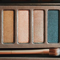 Buy canvas prints of Colorful Eye Shadow Palette Makeup Products by Radu Bercan