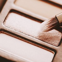 Buy canvas prints of Professional Makeup Brush And Eye Shadow Color Pal by Radu Bercan