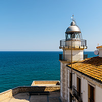 Buy canvas prints of Lighthouse With Mediterranean Sea As Background by Radu Bercan