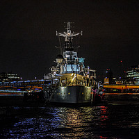 Buy canvas prints of  HMS Belfast by Night by Rob Lucas