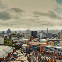 Buy canvas prints of Birmingham's Skyline: Aerial Panoramic View by Catchavista 