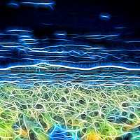 Buy canvas prints of Moonlit Serenity: An Electric Ocean by Catchavista 