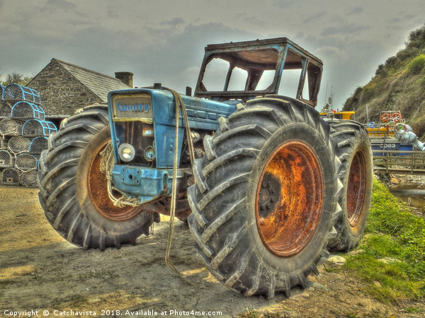 Porth Meudwy Tractor Picture Board by Catchavista 