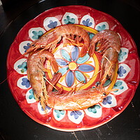 Buy canvas prints of Prawns in a dish by Massimo Lama