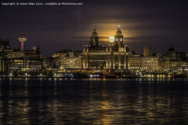 Moon over Liverpool Picture Board by Kevin Elias