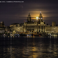 Buy canvas prints of Moon over Liverpool by Kevin Elias