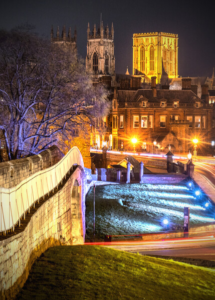 Illuminated Tranquillity: York Minster Nightfall Picture Board by Kevin Elias