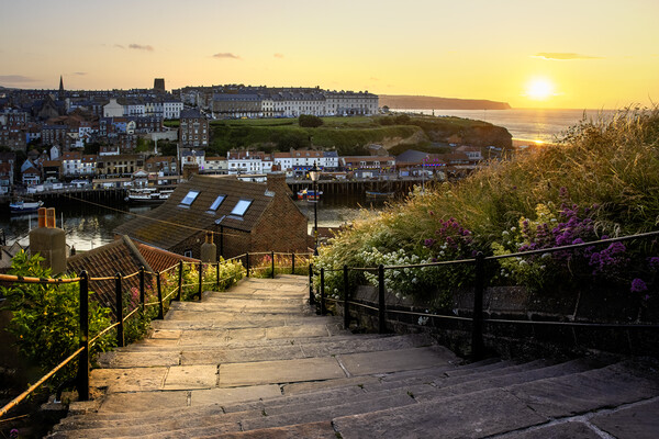 Whitby sunset Picture Board by Kevin Elias