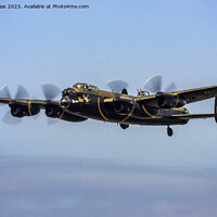 Buy canvas prints of In Flight: Lancaster Bomber Above Sussex by Kevin Elias