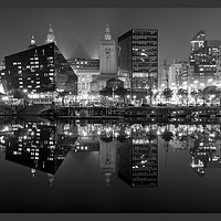 Buy canvas prints of Serene Canning Dock Reflections by Kevin Elias