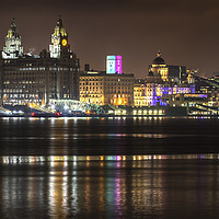 Buy canvas prints of LIVERPOOL WATERFRONT AT NIGHT by Kevin Elias