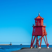 Buy canvas prints of Herd Groyne lighthouse at South Shields by Jim Wood