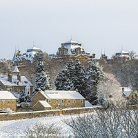 Buy canvas prints of The Bowes Museum in Winter by AMANDA AINSLEY