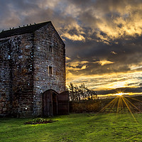 Buy canvas prints of Sunrise at Scargill Castle by AMANDA AINSLEY