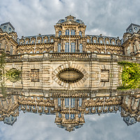 Buy canvas prints of Fisheye Reflections of The Bowes Museum by AMANDA AINSLEY