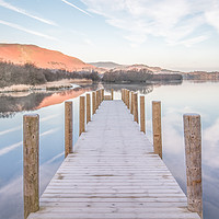 Buy canvas prints of Frost  Morning Reflections at Lodore Falls Jetty by AMANDA AINSLEY