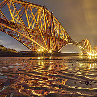 Buy canvas prints of  Forth railway bridge golden ripples by Amanda Wood