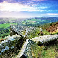 Buy canvas prints of   Millstone amid rocks on Curbar Edge              by philip myers