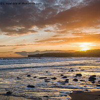 Buy canvas prints of Llantwit Major Beach at Sunset by Nick Jenkins