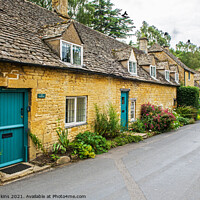 Buy canvas prints of Row of Cottages Snowshill Village Cotswolds by Nick Jenkins