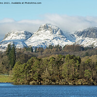Buy canvas prints of Langdale Pikes from Waterhead on Windermere Lake D by Nick Jenkins