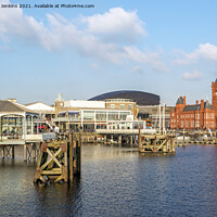 Buy canvas prints of The Waterfront at Cardiff Bay Wales by Nick Jenkins