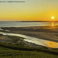 Buy canvas prints of Summer Sun setting over River Ogmore Estuary south by Nick Jenkins