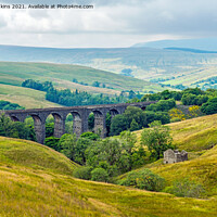Buy canvas prints of Dent Viaduct and barn Yorkshire Dales  by Nick Jenkins