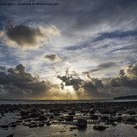 Buy canvas prints of Brooding Sky Llantwit Major Beach Glamorgan Coast by Nick Jenkins