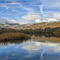 Buy canvas prints of The Langdale Pikes across Elterwater by Nick Jenkins