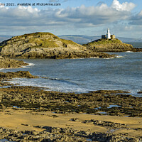 Buy canvas prints of Mumbles lighthouse from Bracelet Bay on Gower  by Nick Jenkins