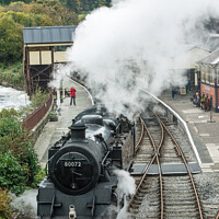 Buy canvas prints of Steam Engine 80072 at Llangollen Station by Nick Jenkins