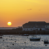 Buy canvas prints of Sunset over Hugh Town Harbour Scillies  by Nick Jenkins