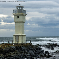 Buy canvas prints of Akranes Lighthouse Iceland Stormy Sea  by Nick Jenkins