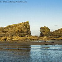 Buy canvas prints of The Crocodile Rock and Lion Rock Broad Haven Beach by Nick Jenkins