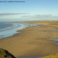 Buy canvas prints of Rhossili Beach Downs and Rock Gower by Nick Jenkins