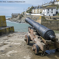Buy canvas prints of Porthleven Harbour Cannons Cornwall by Nick Jenkins