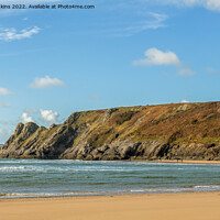 Buy canvas prints of Three Cliffs Bay and Great Tor Gower by Nick Jenkins
