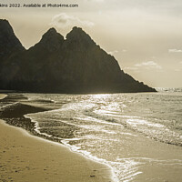 Buy canvas prints of Three Cliffs in Shadow Three Cliffs Bay  by Nick Jenkins