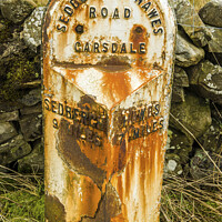 Buy canvas prints of Old Road Milestone Garsdale Cumbria  by Nick Jenkins